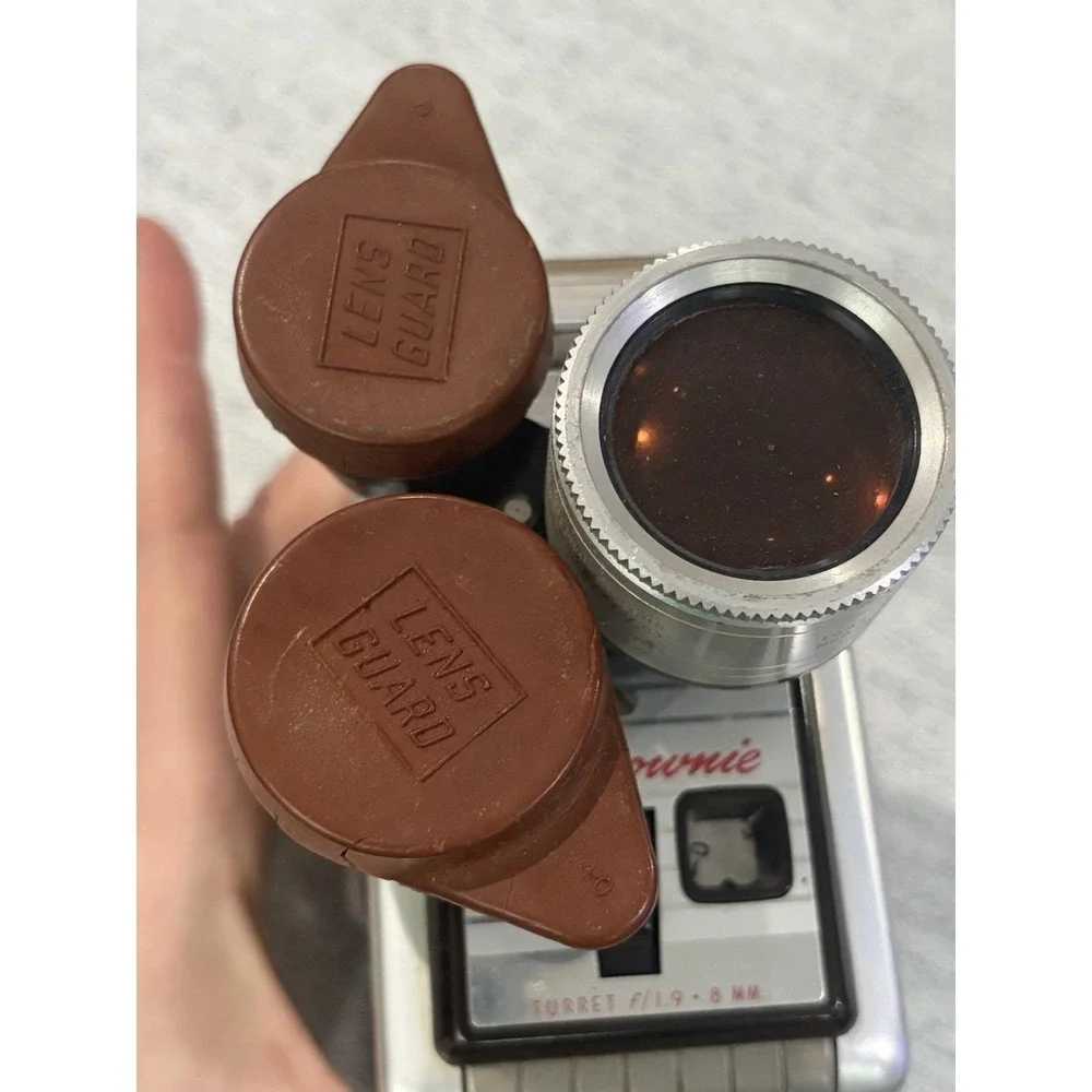 Kodak Movie‎ Camera Brownie Turret f/1.9 8mm Silver Brown Vintage 1950s Prop